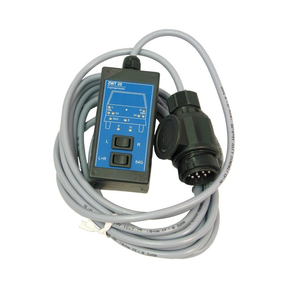 Comprobador de vehículos de remolque 12 V ZWT 20 13 pines según DIN 72570 longitud del cable 5 m