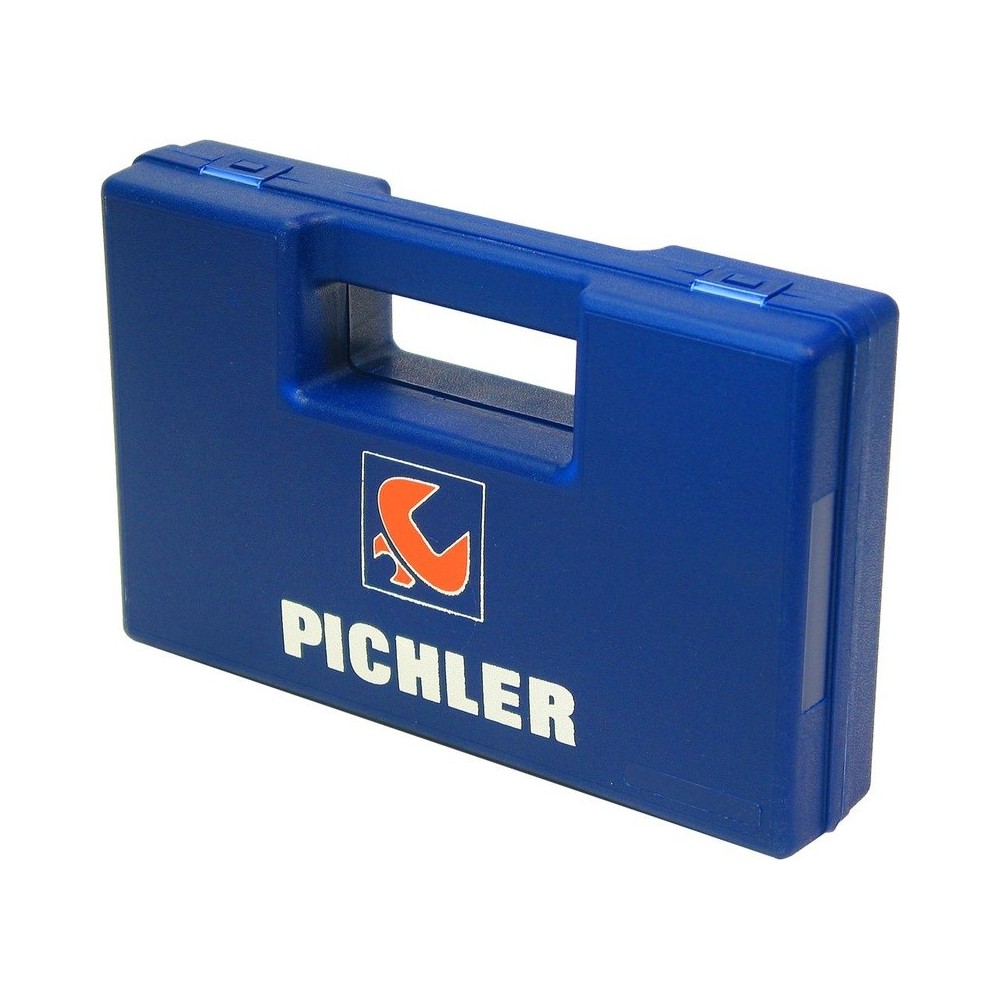 Estuche de plástico 2014SU con espuma ondulada en la tapa con la inscripción 'Pichler'