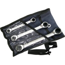 Juego de llaves de carraca de doble anillo, 3 piezas, sistema 4 en 1: 8/11 y 9/10 mm + 12/15 y 3/14 mm + 16/19 y 17x18 mm