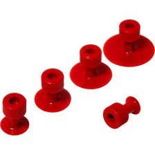 Juego de ventosas, paquete de 25. Adhesivos redondos, 5 de cada uno de diámetros 11/16/21/26/32 mm, color rojo.