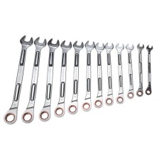 Juego de llaves combinadas de trinquete, 12 piezas.