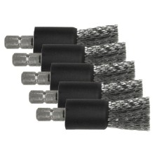 Cabezal de cepillo de acero, ø 17 mm, portapuntas de 6 lados 1/4' - 5 piezas
