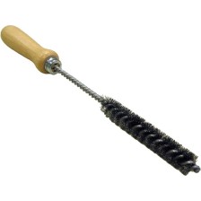 Cepillo de alambre de acero de 15x100 mm de largo y 280,00 mm de diámetro con mango de madera.