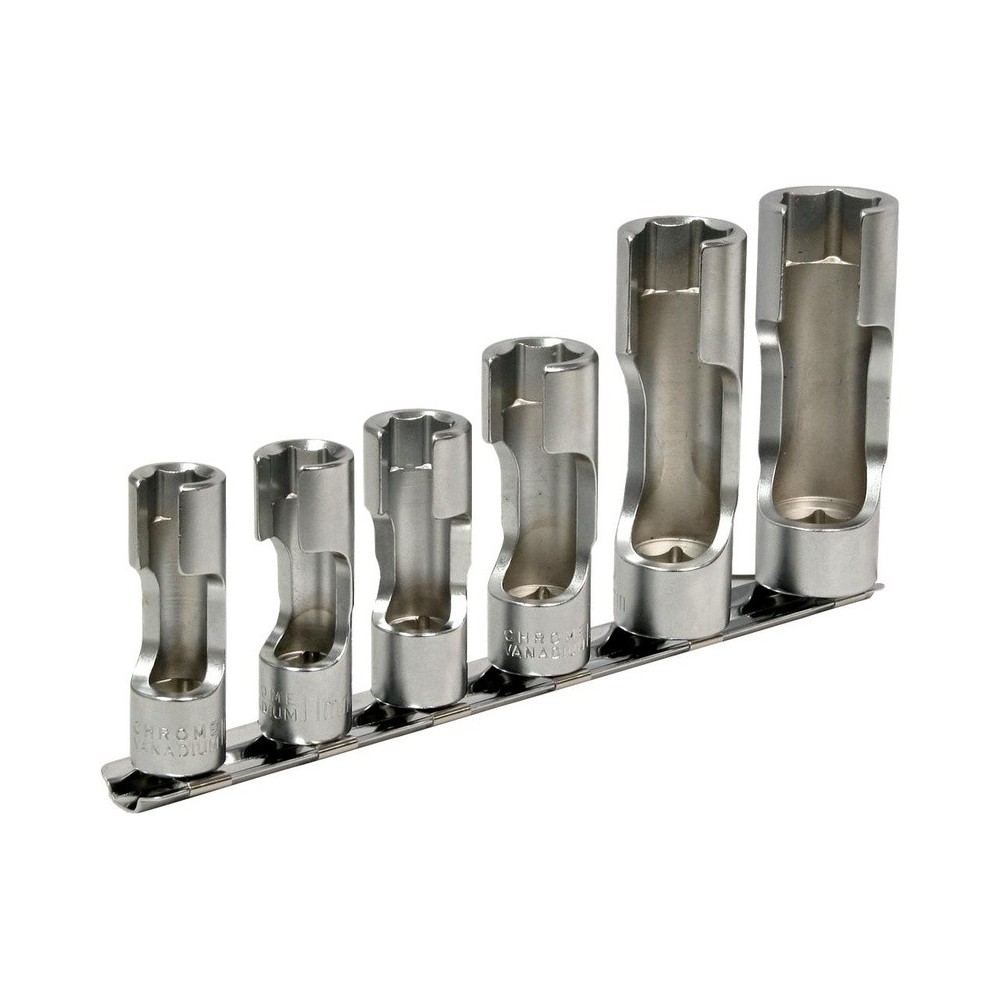 Juego de llaves para tuercas de unión de 6 puntas, 6 piezas, 10, 11, 12, 14, 17+19 mm A.3/8'