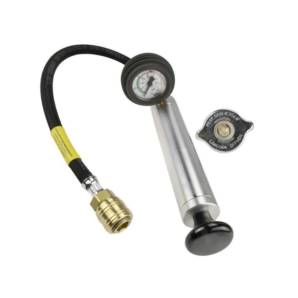 Kit de prueba de presión del sistema de enfriamiento con acoplamiento rápido y manguera fija de 50 cm.