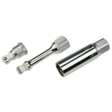Juego de llaves para bujías, 3 piezas, con extensiones en ángulo, accionamiento de 3/8', tamaño de llave de 16 mm