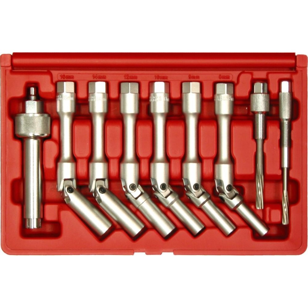 Kit de extracción de bujías incandescentes hexagonales 8, 9, 10, 12, 14, 16, 2 escariadores