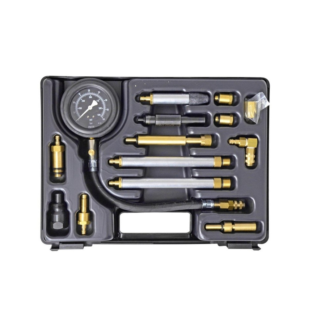 Comprobador de presión de compresión combinado Otto+Diesel KP80/5 con adaptadores en maletín