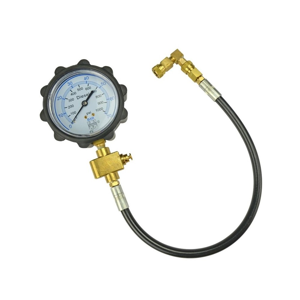 Manómetro universal para pruebas de compresión de 0 a 70 BAR con alivio de presión