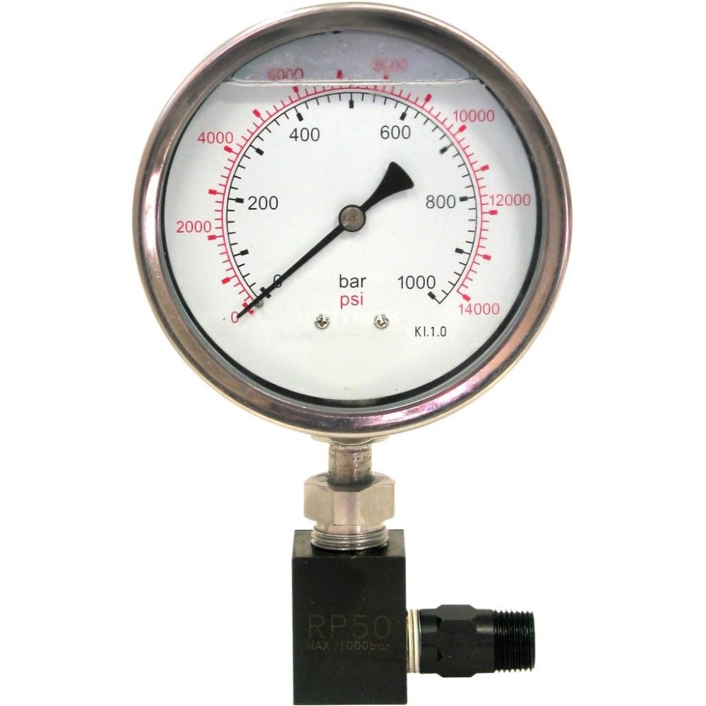 Manómetro para bombas hidráulicas 0-1000 Bar, Ø 100mm