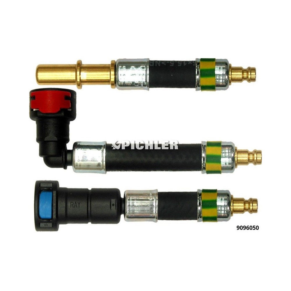 Juego de adaptadores 3 piezas. Ø11.80 (Amarillo-Verde) Recto, 90° y Enchufe