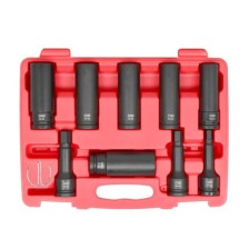 Juego de dados de impacto para eje de transmisión, 12 puntas, profundos, de pared delgada, ¾