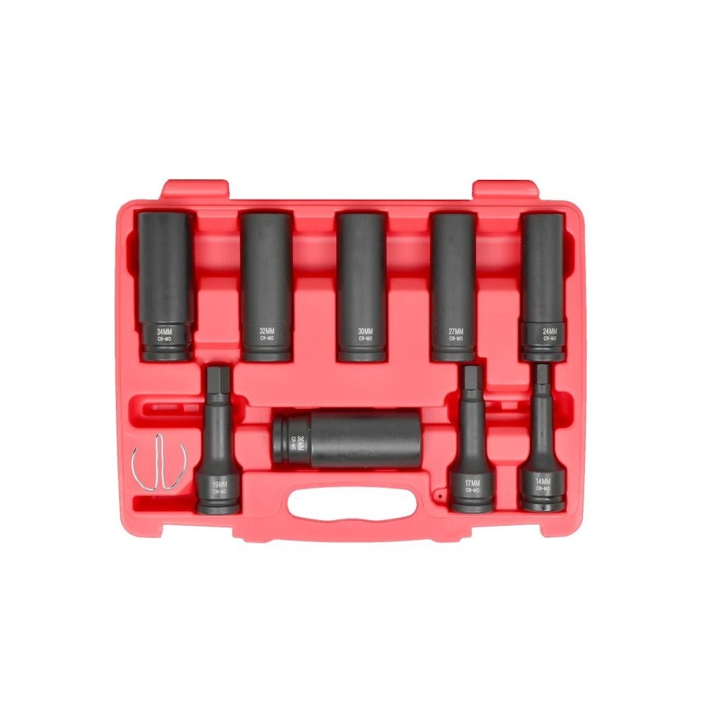 Juego de dados de impacto para eje de transmisión, 12 puntas, profundos, de pared delgada, ¾