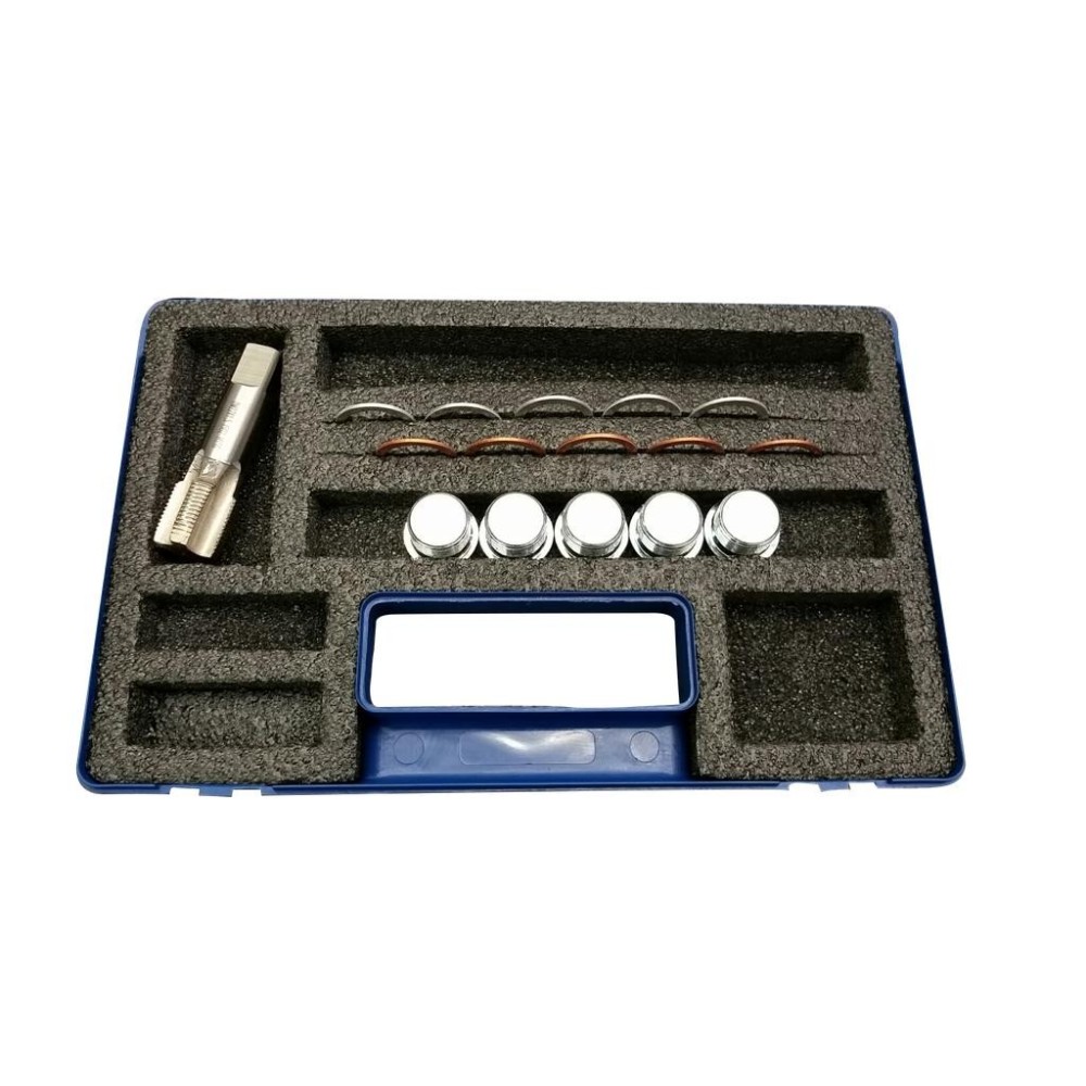 Juego de reparación de roscas de tapón de drenaje de aceite completo M22, 5 piezas.