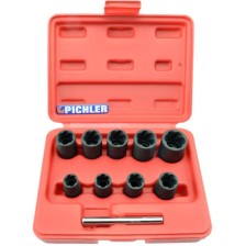 Juego de extractores de vasos giratorios, 9 piezas, 3/8', 10-19 mm