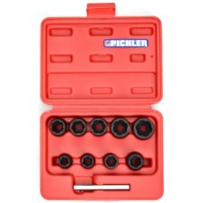 Juego de extractores de vasos giratorios, 9 piezas, 3/8', 10-19 mm