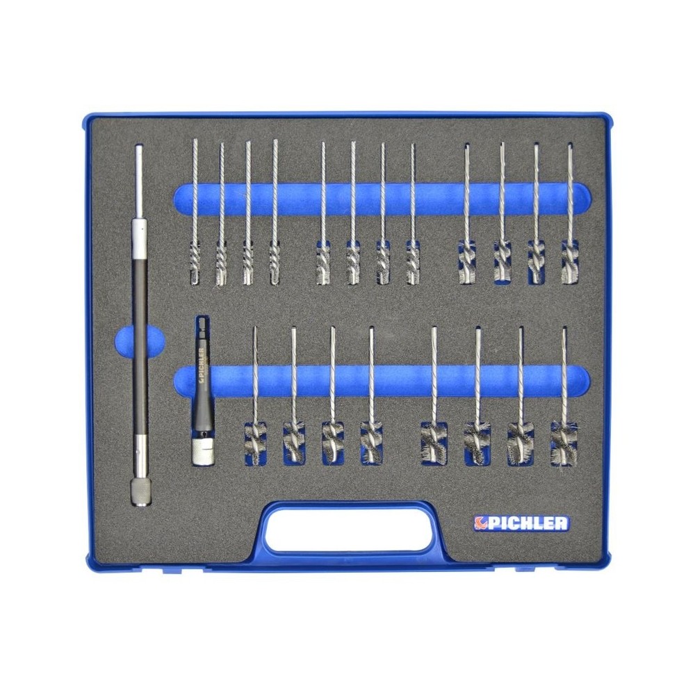 Juego de limpieza con cepillos de alambre trenzado con cepillos de Ø 6, 8, 10, 13 y 16 mm