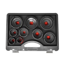 Juego de 11 vasos universales para tuercas ranuradas, 22-75 mm