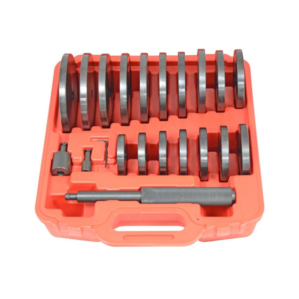 Juego de 21 piezas de presión para introducir y extraer cojinetes y casquillos, de 70 a 150 mm, aumentando en incrementos de 5