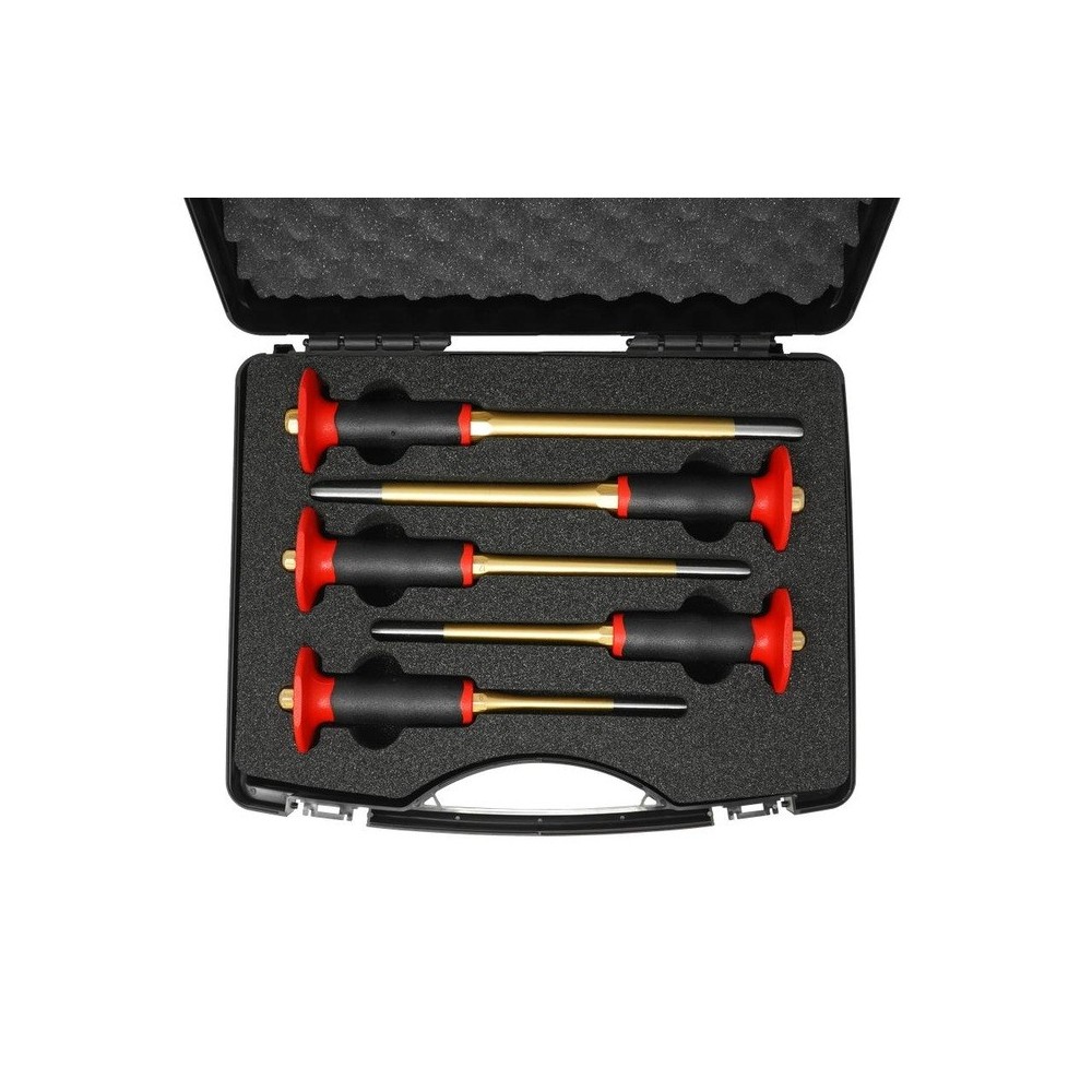 Juego de punzones XXL con protección para la mano, 5 piezas, en estuche de plástico