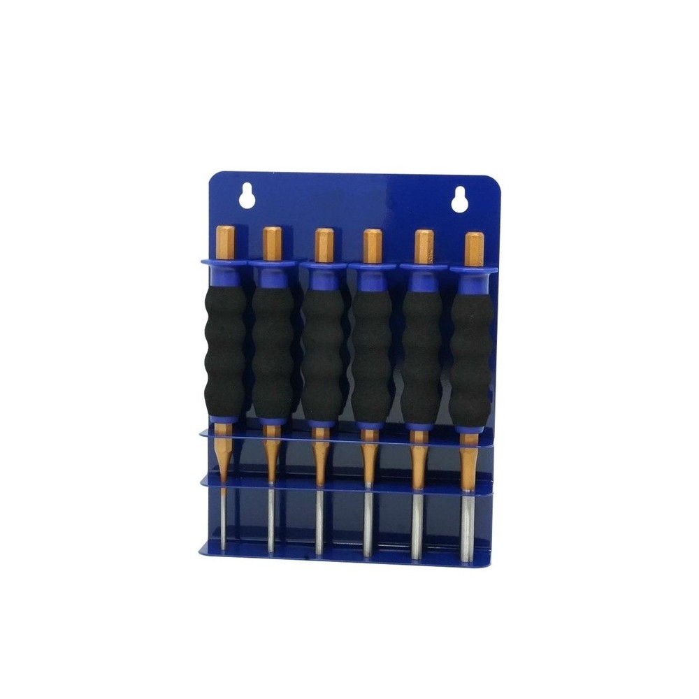 Juego de punzones SOFTGRIP de 6 piezas, ø 3, 4, 5, 6, 7, 8 mm con protección para la mano