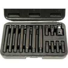 Juego de puntas con dientes estriados (Ribe, 13 piezas, accionamiento de 6 puntas, 5/16 M5 - M12 corto/M7 - M14 largo)