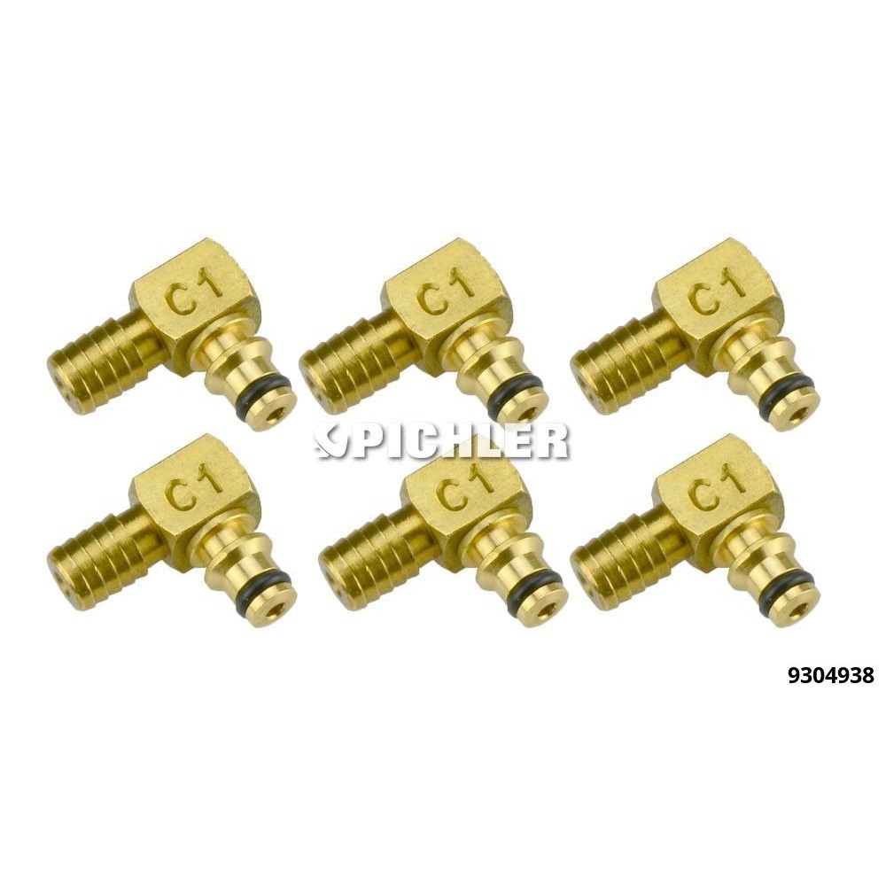 Conectores inyectores CR Modelo C1 para inyectores Bosch 90° latón, (estándar) 6 uds