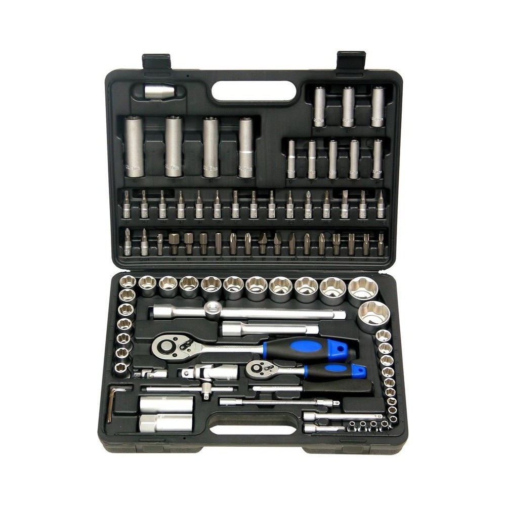Juego de llaves de tubo combinadas de 95 piezas, 1/4' + 1/2' métricas, cortas/largas, trinquete, actuador