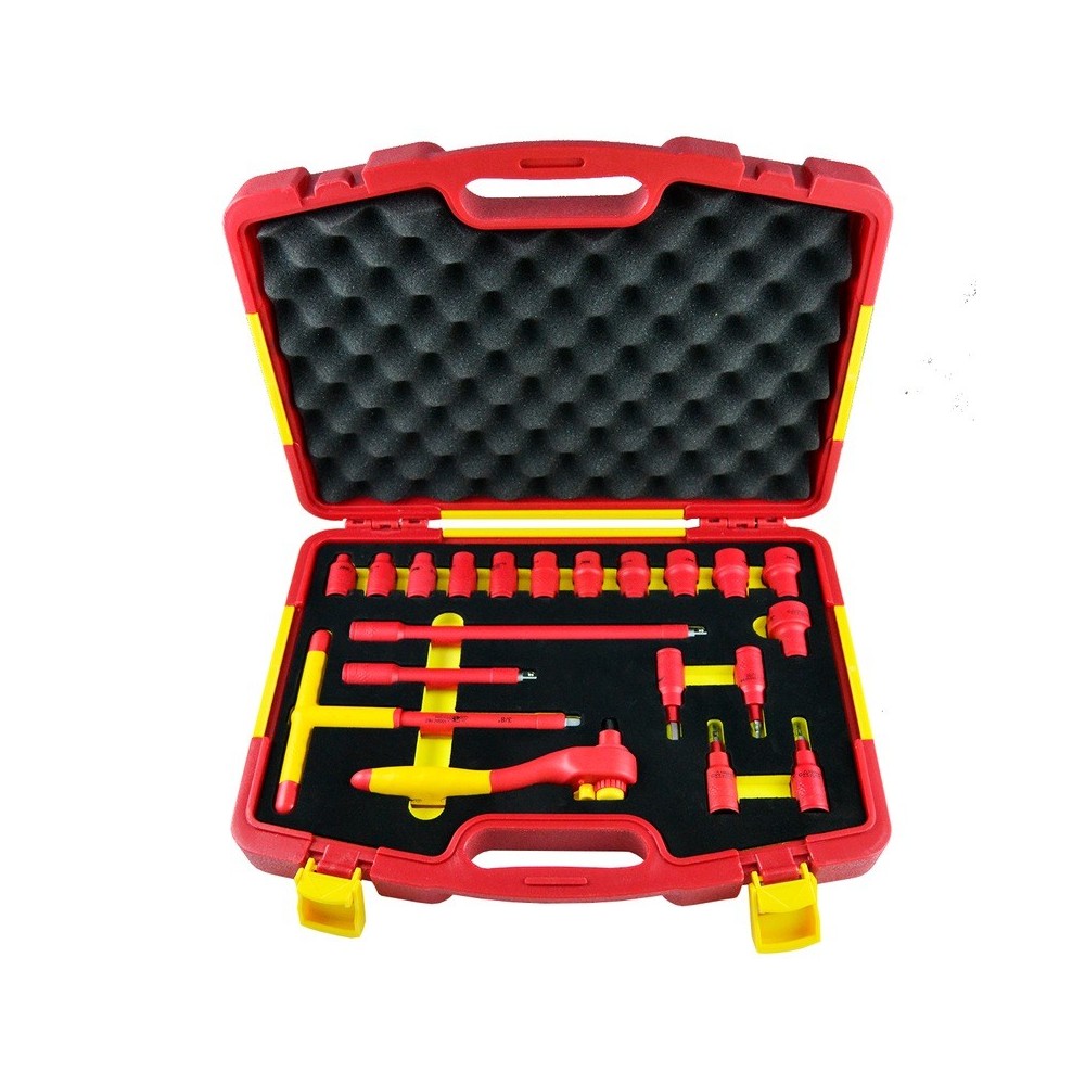 Juego de llaves de vaso VDE de 3/8', 20 piezas, 1000 V, IEC 60900, homologado por VDE-GS