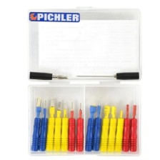 Equipo de prueba con comprobador de potencia y tierra, agujas de prueba, conectores banana y 14 sondas planas.