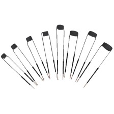 Juego de 8 carretes rectos de 15 a 45 mm, acabado negro.