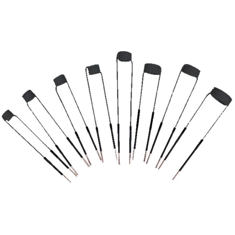 Juego de 8 carretes rectos de 15 a 45 mm, acabado negro.