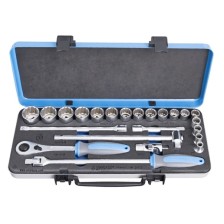 190BI12P23IN-Juego de vasos y accesorios de 1/2 en caja metálica-3/8 - 1 1/4