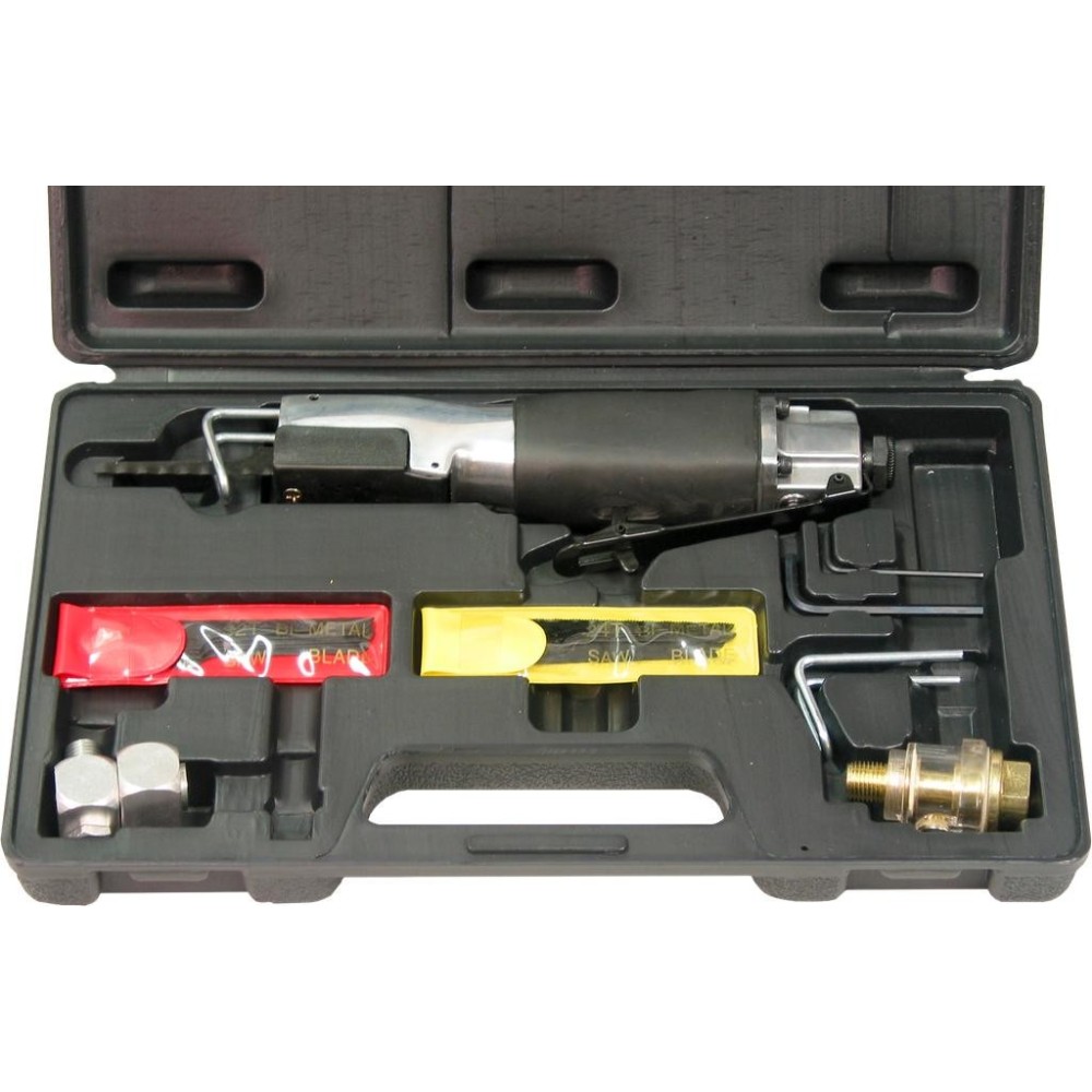 Sierra recíproca neumática en estuche con hojas