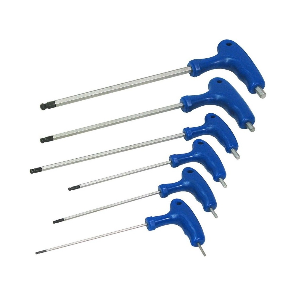 Juego de llaves hexagonales con mango en T y punta de bola, 6 piezas