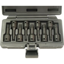 Juego de 9 puntas de impacto Ribe, M5-M14, 1/2' de longitud y 75 mm, en un resistente estuche de plástico.