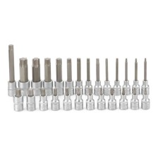 Juego de vasos con punta Torx de ½', 26 piezas, T20 a T100, longitudes de 55 mm, 100 mm y 140 mm