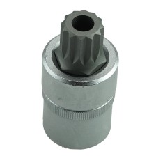 Llave de vaso estriada de 1/2' XZN M16 con orificio frontal - longitud 55 mm