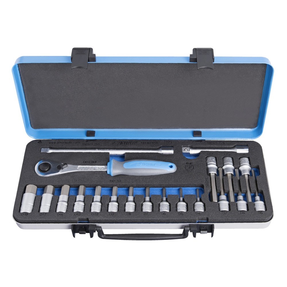 190BIHX1P20-Juego de vasos y accesorios de 1/2 en caja metálica-/20