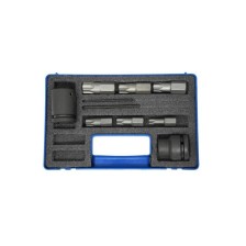 Juego de 8 puntas de impacto Torx con vasos hexagonales de 16 y 22 mm y puntas TX de 55, 60, 70, 80, 90 y 100 mm.
