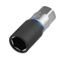 Vaso para tuercas de rueda con protección de plástico, SW 17, código de color azul, para llantas de aleación