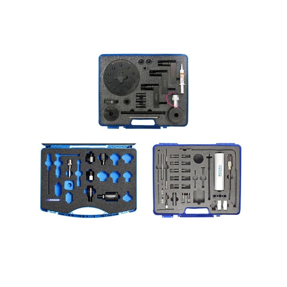 Kit de extracción de inyectores 12 T MOD. UNI incl. limpieza del orificio del inyector y del asiento de sellado