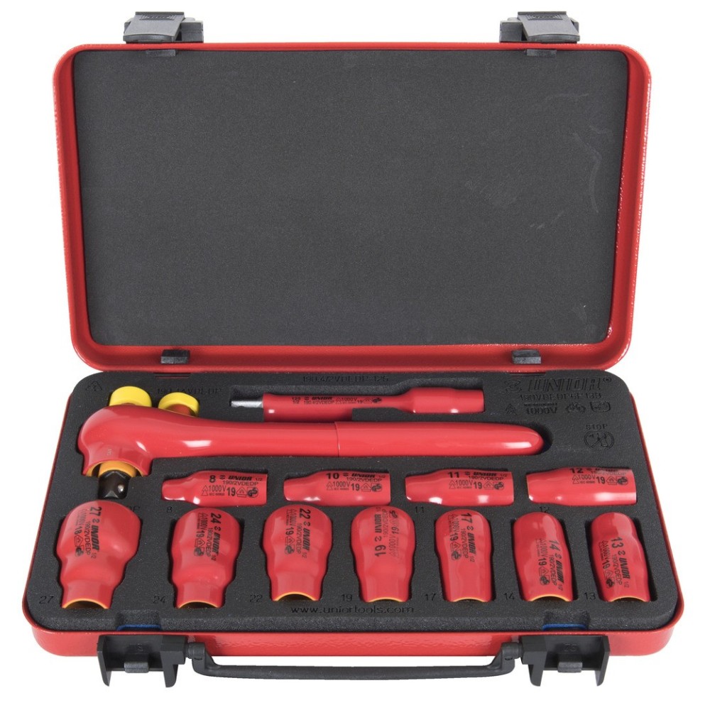 190VDEDP6P13B-Juego de vasos y accesorios de 1/2, aislados, en caja metálica-8 - 27/13