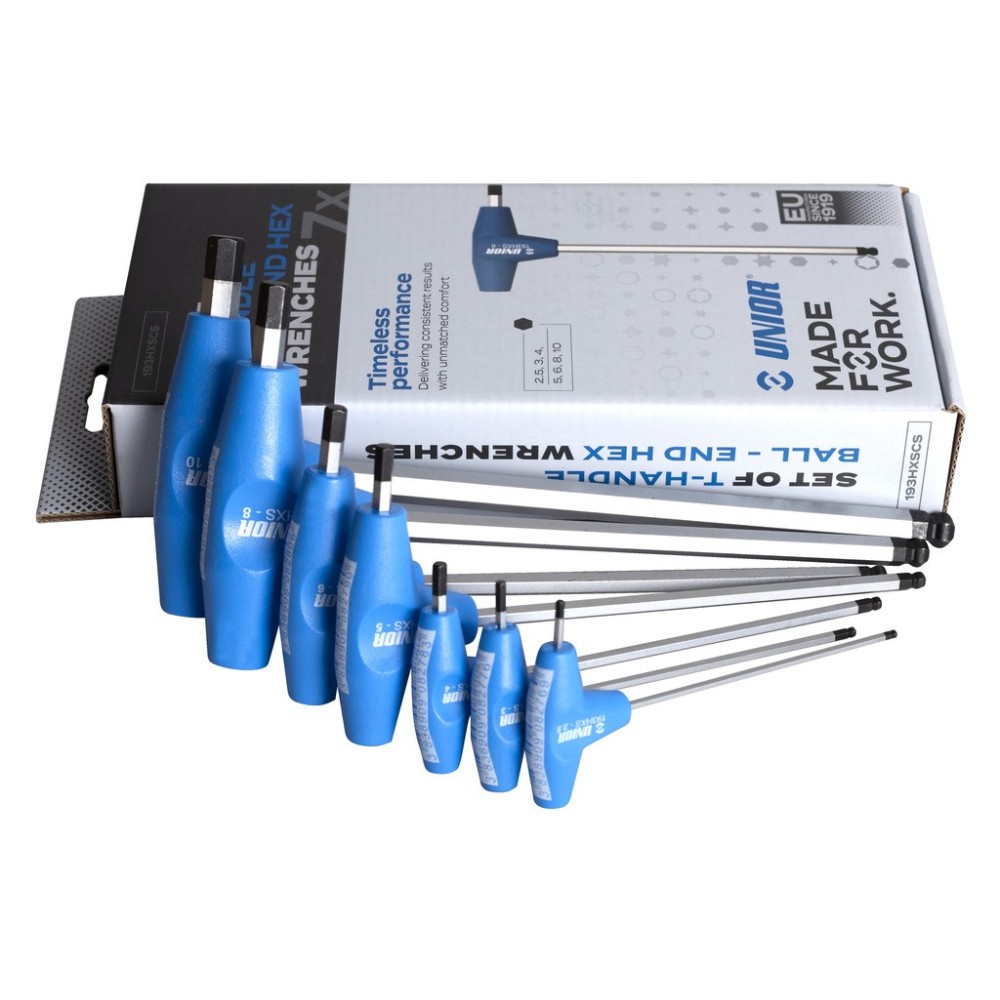 193HXSCS-Juego de destornilladores hexagonales esféricos con mango en T, en caja de cartón-S2.5 - S10/7
