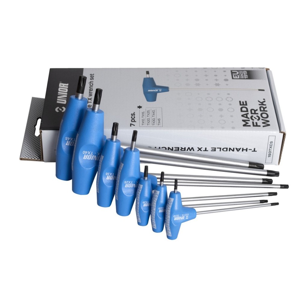 193TXCS-Juego de destornilladores perfil Torx con mango en T, en expositor de cartón-TX10 - TX45/7